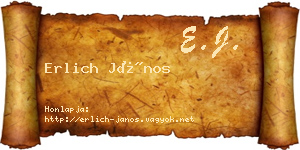 Erlich János névjegykártya